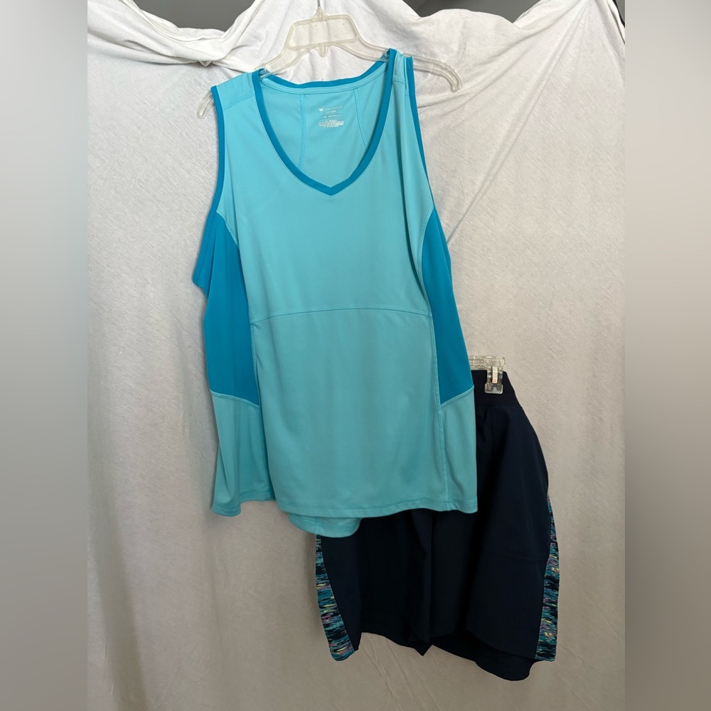 Tek Gear Teal and Blue DryTek Shorts and Top set